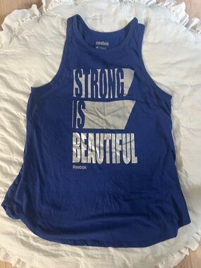 Reebok Royal Blue Tank with Silver Logo Print